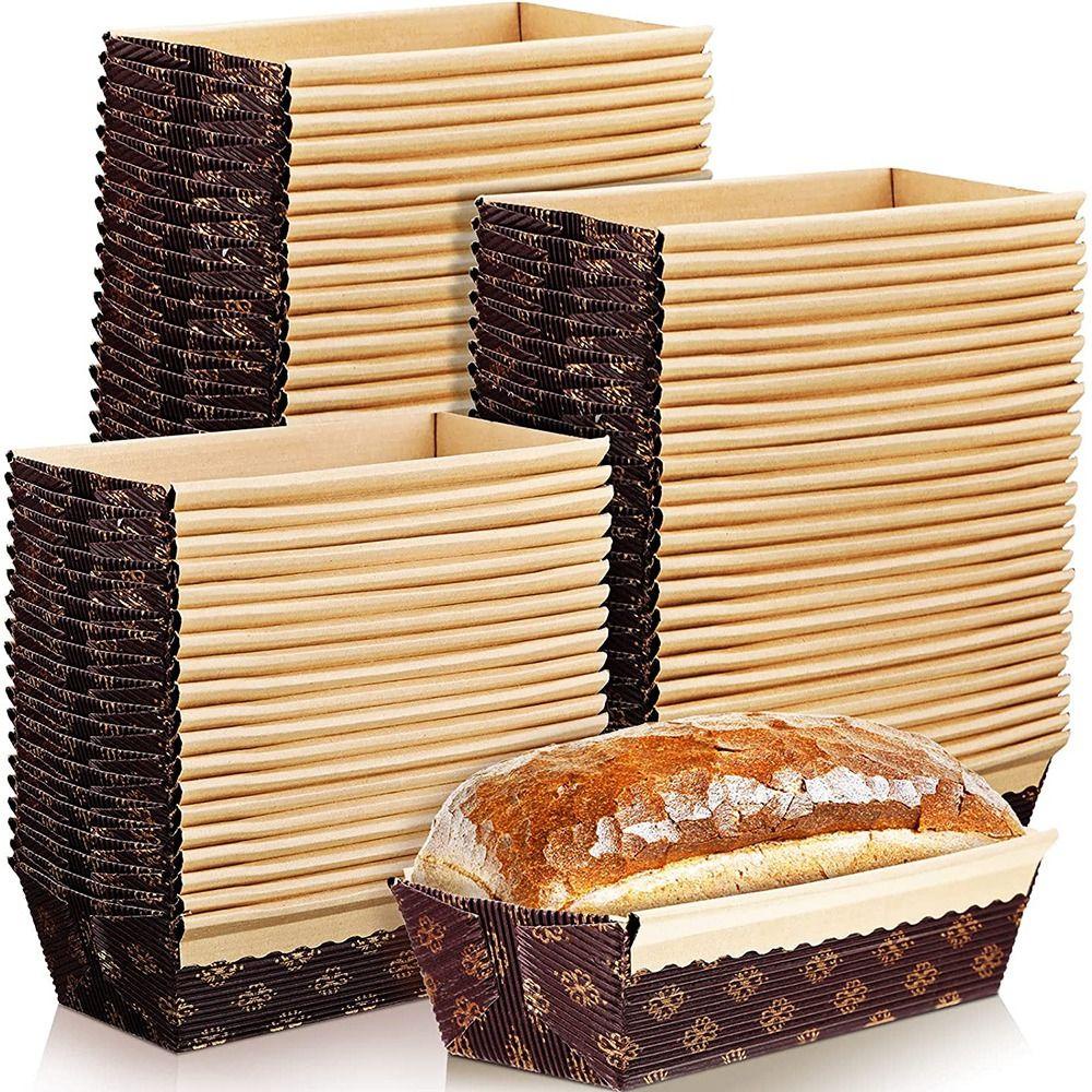 Rebuy Paper Loaf Pan 25Pcs Bakery Loyang Roti Sekali Pakai Kraft Cake Liner