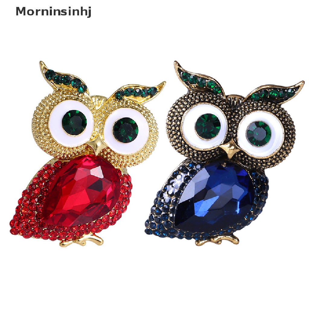 Mornin Kristal Mata Besar Owl Bros Untuk Wanita Klasik Burung Hantu Pesta Santai Bros Pin Hadiah Seri Hewan Bros id