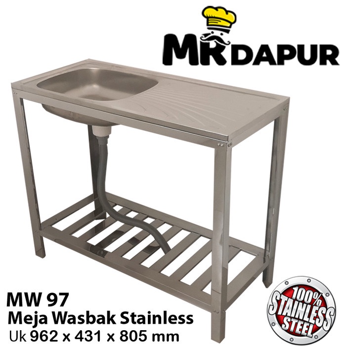 [Rak ] Meja Wasbak Cuci Piring Stainless Steel Mr Dapur Mw 97 Portable [Dapur]