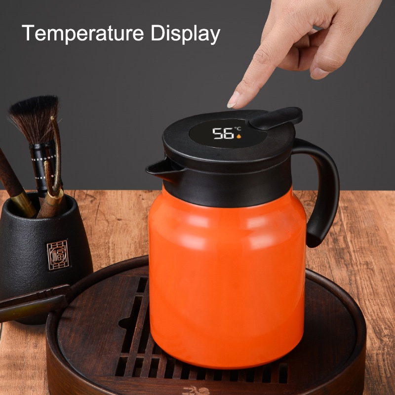 Coffee Pot Thermos 316 Stainless Steel 1000ML Double Wall Vacuum Temperature Display Air Panas Pot Thermal Flask