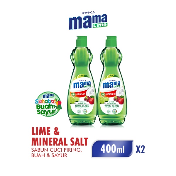 Mama Lime Sabun Cuci Piring Mineral Salt Botol 400 ml x2