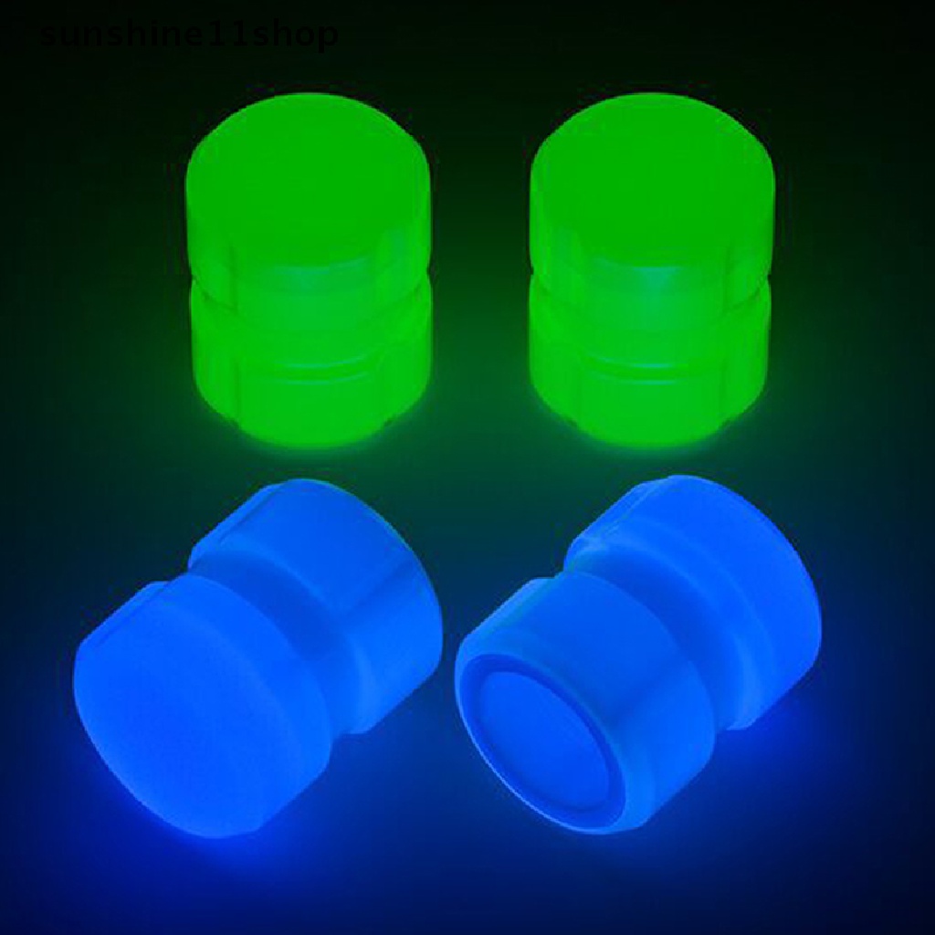 Sho 4pcs Luminous Valve Caps Fluorescent Glowing Mobil Motor Sepeda Roda Styling Ban Hub Universal Cap Decor N