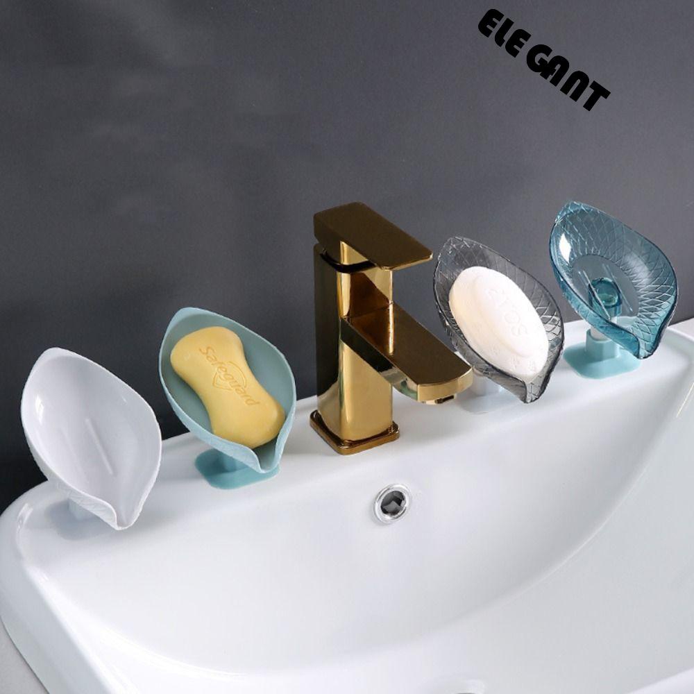 [Elegan] Sabun Cuci Piring Wastafel Toilet Berbentuk Daun Suction Cup Shower Mudah Bersih Self-draining Soap Box