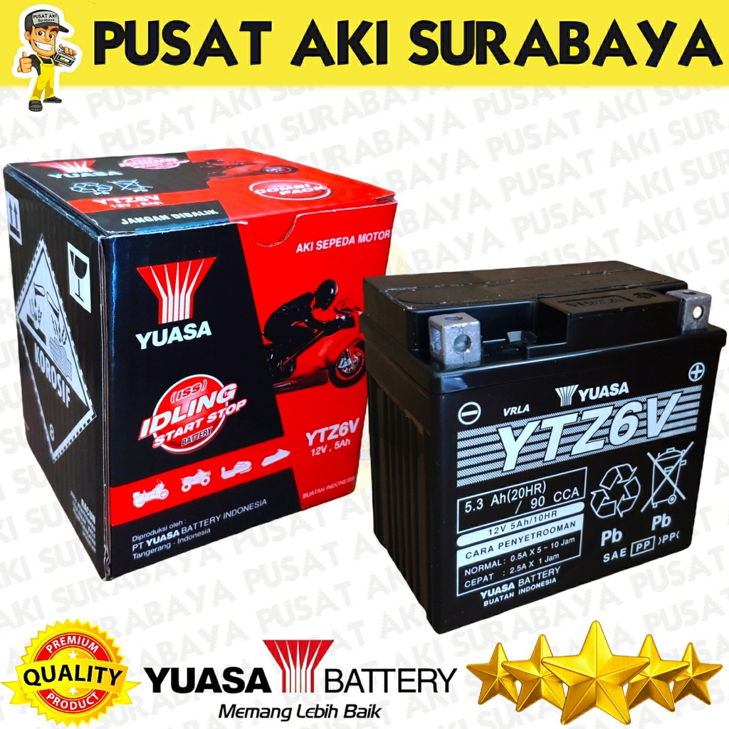 ACCU BERKUALITAS YUASA YTZ6V 12V UNTUK MOTOR BEAT POP 2015 PCX 125 150 160 VARIO 125 150 MTZ6S GTZ6V GTZ7S