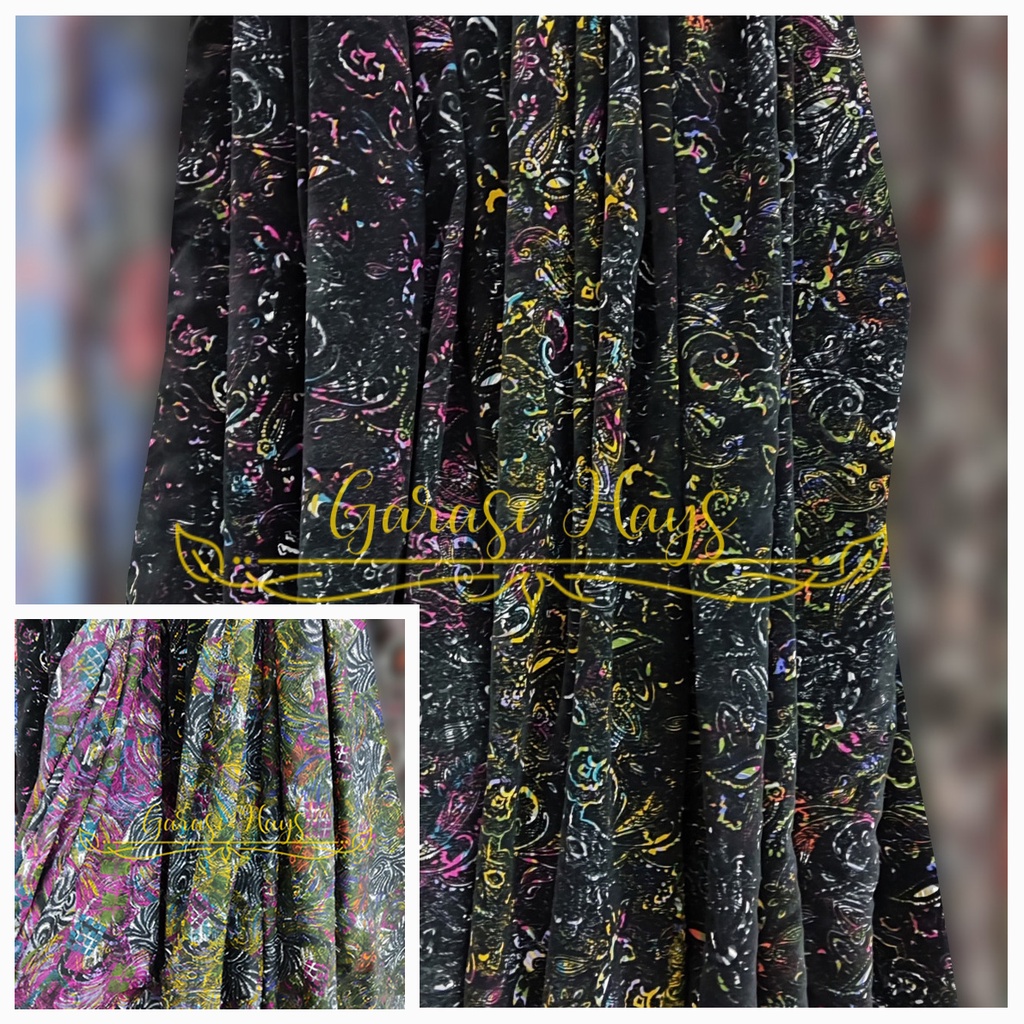 Kain Beludru Bludru Flock Velvet Motif Abstrak Lebar 120 cm