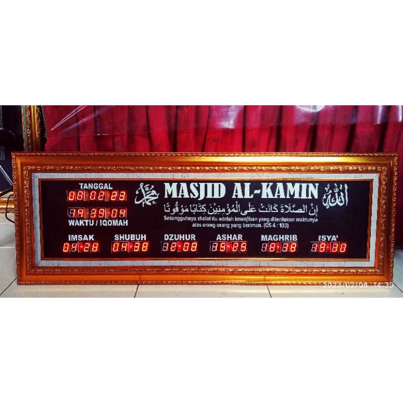 jam masjid digital ukuran 120cm x 40cm