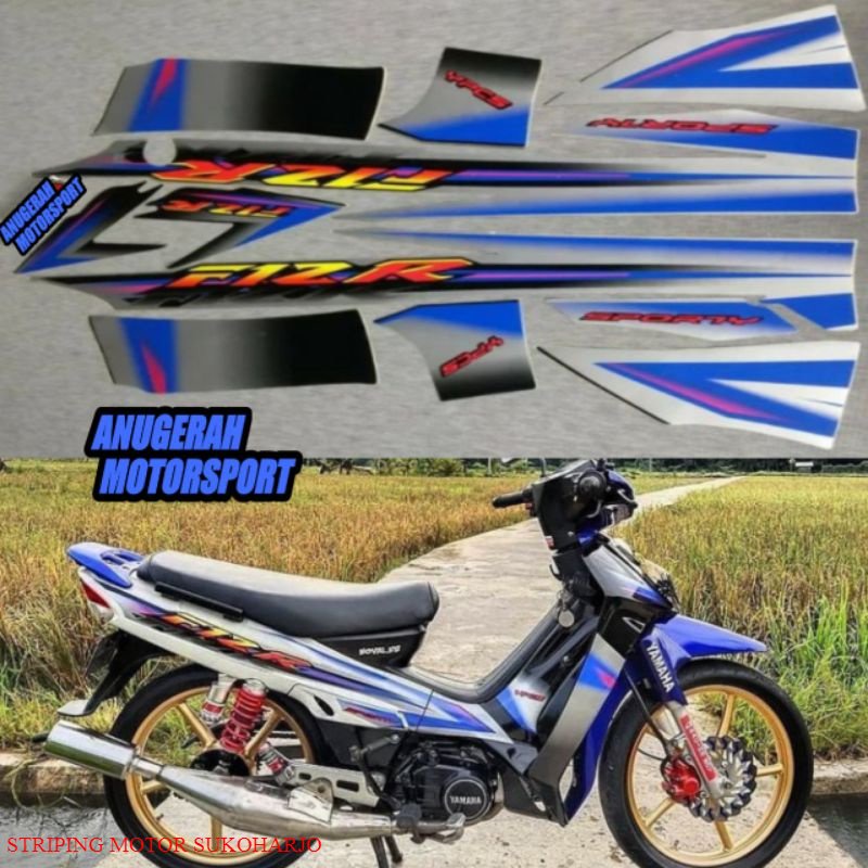 (ORI) striping / sticker lis body fizr / fiz r / f1zr 2003 hitam silver grafis biru KWALITAS 0RIGINA