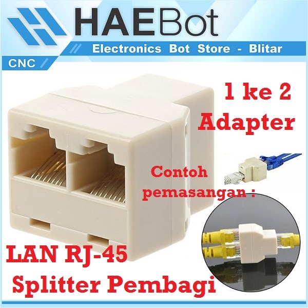 [HAEBOT] Pembagi Kabel LAN RJ45 Ethernet Splitter Module Konektor Adaptor Switch Port Hub Jaringan Network Internet PC Lokal Dua