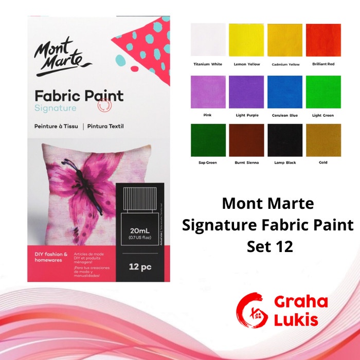 

Mont Marte Signature Fabric Paints 12pc x 20ml