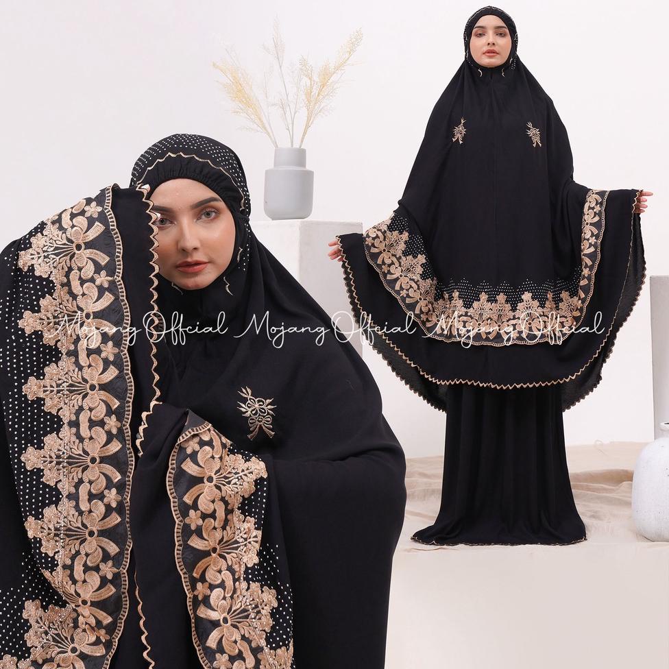 TERLARIS Mukena Rayon Premium Anarkali Hitam Bordir Mewah