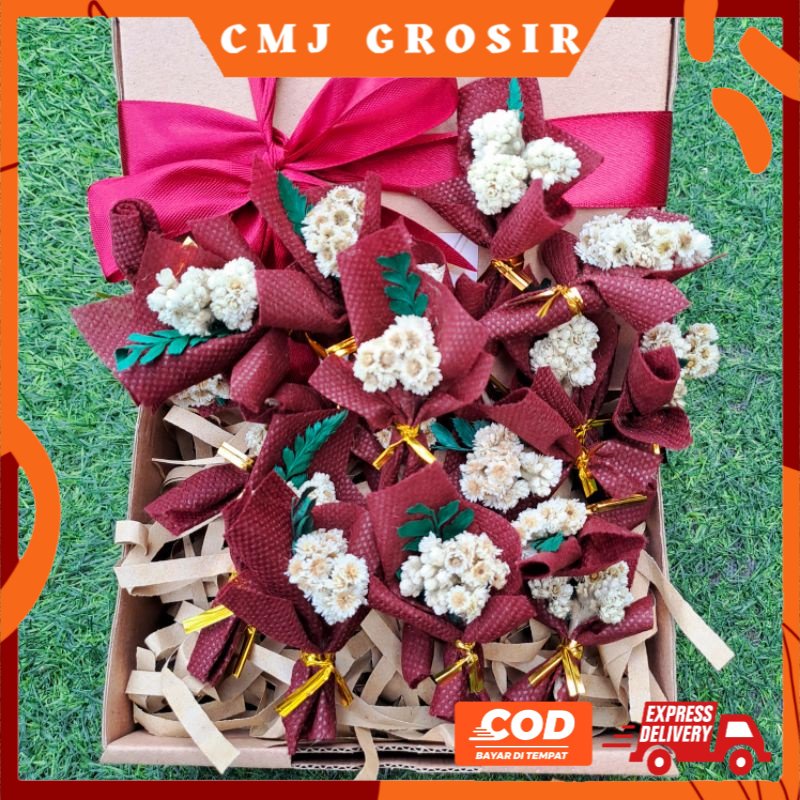 

GROSIR TERMURAH Buket bunga kering mini , bucket bunga kering mini knop/ edelwais