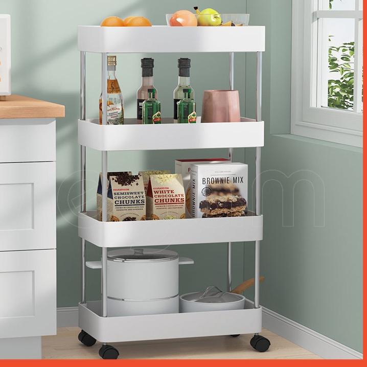 ✈ Megam Rak Roda Dorong Rak Troli Penyimpanan Bumbu Dapur Rak Susun Salon Troley Serbaguna HRK503 ☆