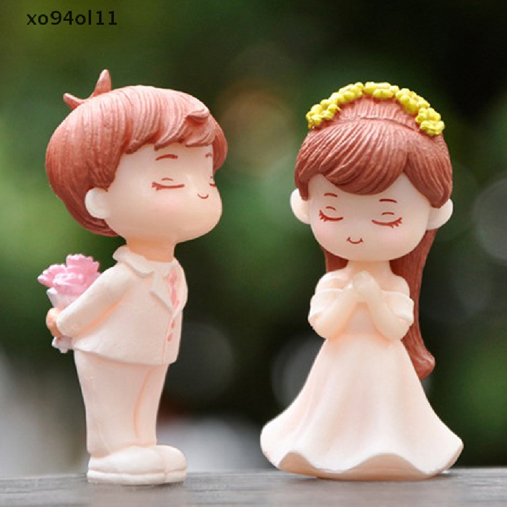 Xo 4Pcs/set Patung Pasangan Mini Lanskap Mikro DIY Miniatur Kerajinan Resin OL