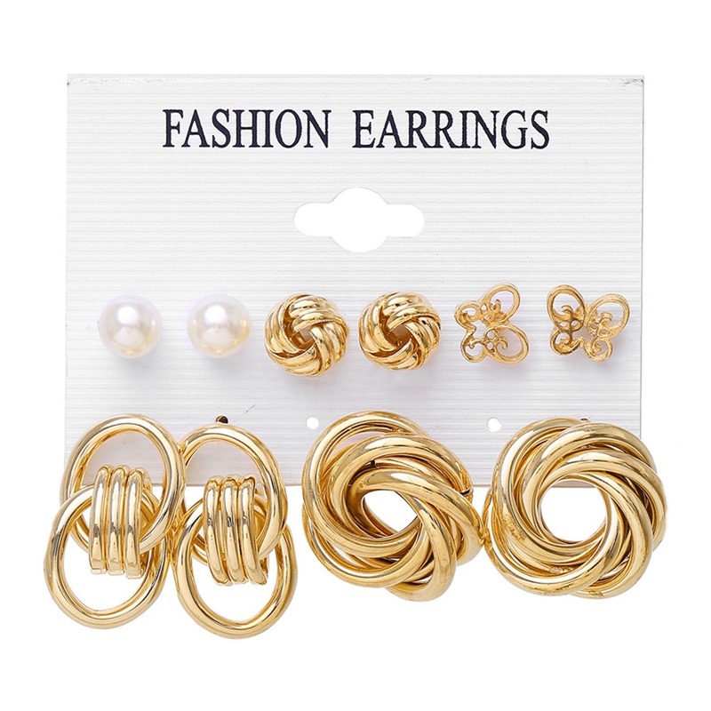 Retro Mutiara Rumbai Hoop Earring Fashion Kupu-Kupu Stud Earrings Wanita Perhiasan Aksesoris