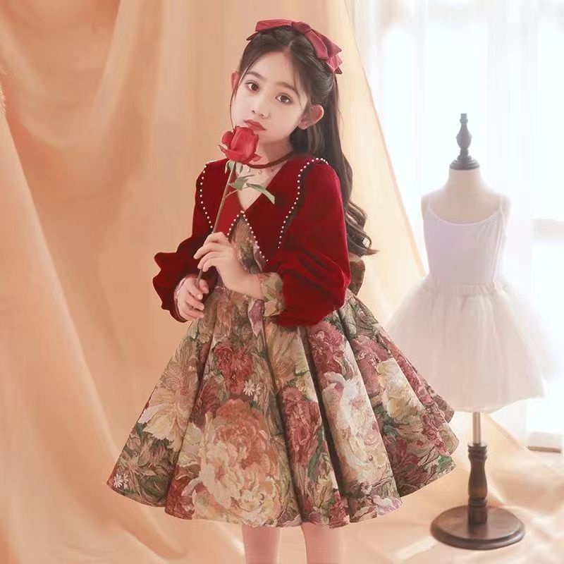 Girls' dress children's dress princess dress little girl's host piano performance dress
