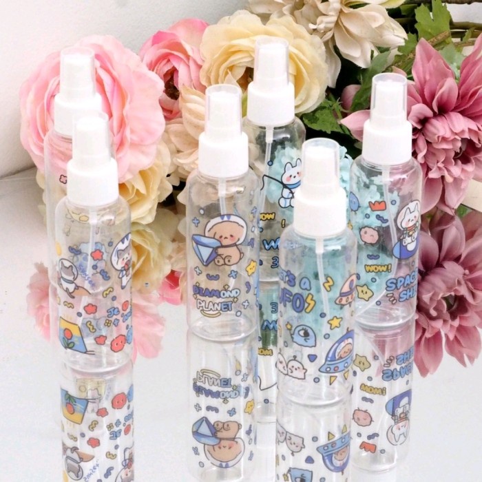 BOTOL PLASTIK SPRAY 100 ML Transparan MOTIF LUCU Semprot Parfum Sprei