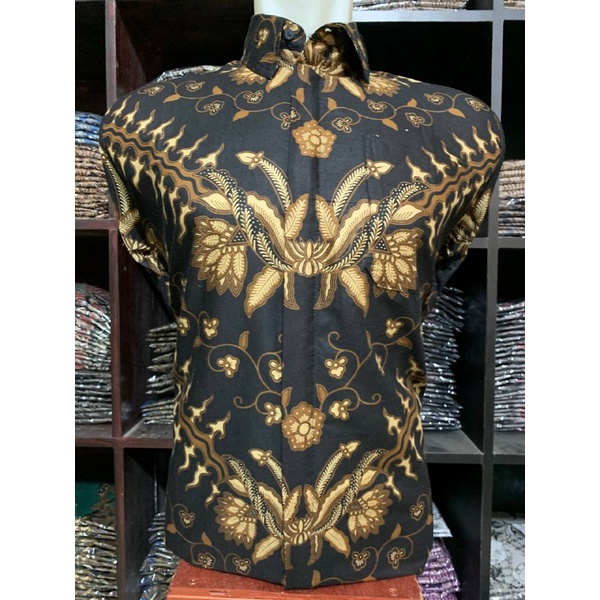 BATIK ARTONESIA MOTIF KERIS HITAM KEMEJA BATIK PRIA MODERN M L XL XXL LENGAN PANJANG