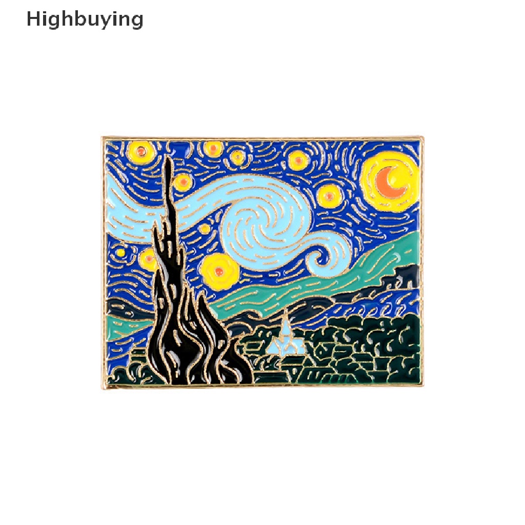 Hbid Van Gogh's Masterpiece Paings Starry Sky Bros Romantis Pin Perhiasan Glory