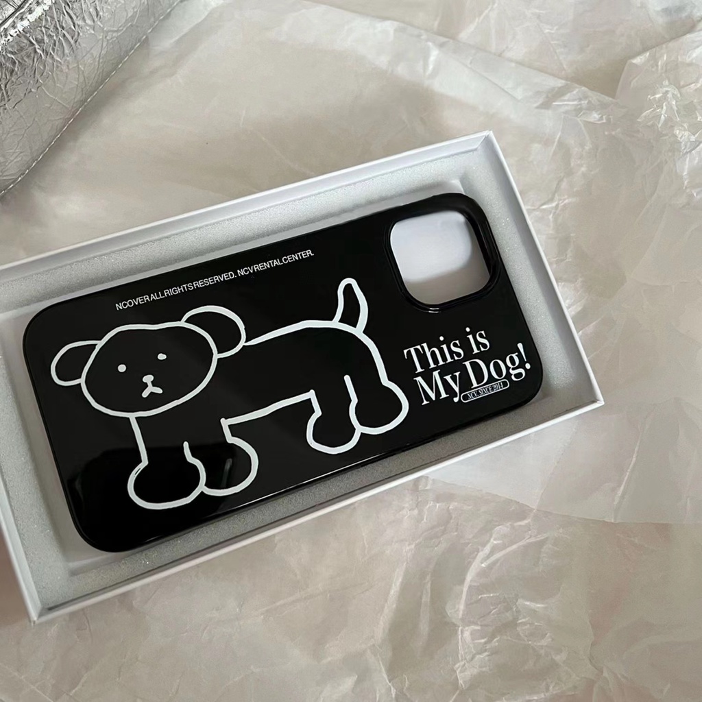 IPHONE Ins Line Puppy Cocok Untuk Iphone14 14pro 14plus 13 13mini 13pro 13prm iPhone12 7Plus 8Plus Xr XS 13 12mini Pro Max Empat Sudut Casing Ponsel Tahan Guncangan