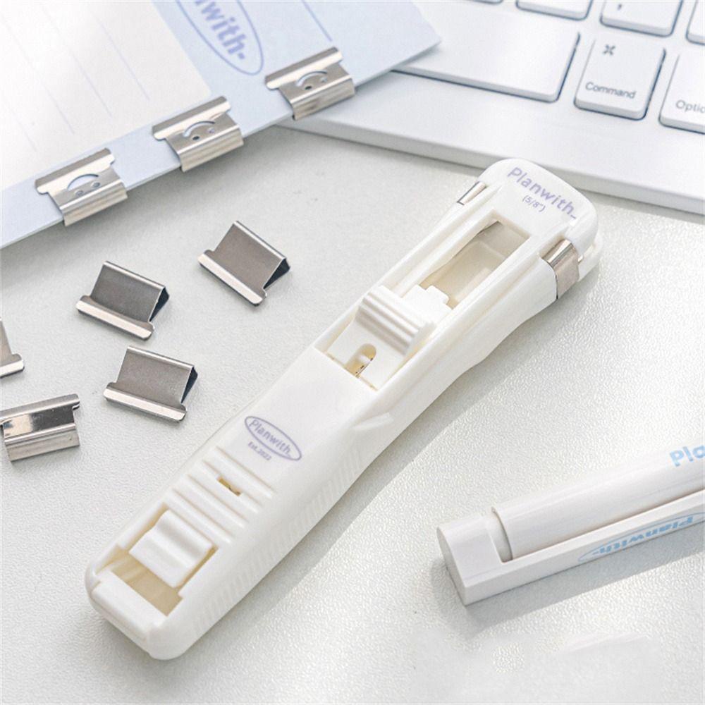 Rebuy Push Clip Kertas Kreatif Kantor|Klip Kertas Tape Dispenser Penjepit Dorong Pengikat Logam
