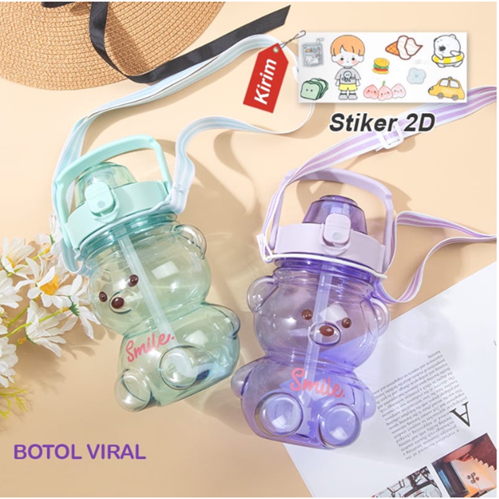 [SmalBell SHOP]Botol Minum Anak /Karakter rabbit Bear Tutup Clip / import / botol Kartun 330-1000 ML/ botol jerami anak