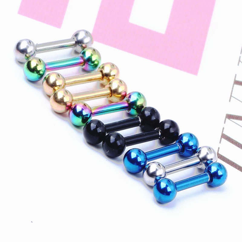 Missmiss Anting Tusuk Gantung Bahan Titanium Steel Desain Bola Dumbell Gaya Korea / Trendy Hypoallergenic Untuk Wanita