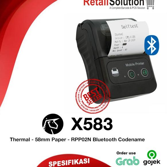 Stock BanyakPrinter Thermal Bluetooth RPP02N 58mm - X583 / X-583 / X 583☤