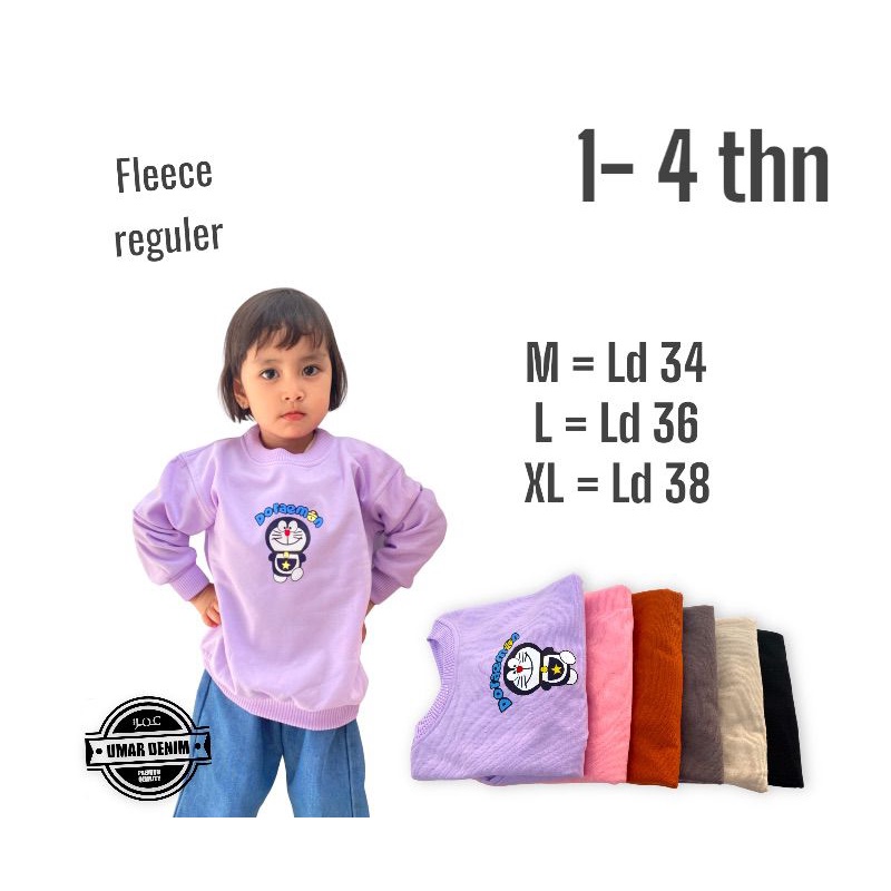 Crewneck Anak Laki laki - Perempuan 1-4 Tahun Motif Karakter Doraemon Lucu