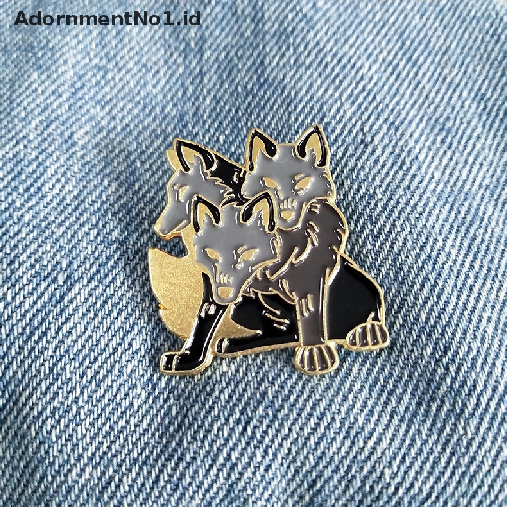 [AdornmentNo1] Pin Mythoy Yunani Kuno Tiga Serigala Neraka Anjing Bros Pin Logam Enamel Kerah Mantel Ransel Lencana Pin Hadiah [ID]