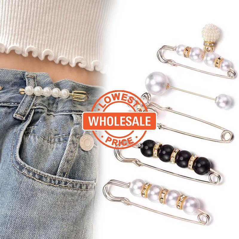 [Wholesale Prices] [Featured] Jeans Waist Closure Pins Trendy Ladies Decorative Pins Clothes Waist Cincher Shiny Alloy Tight Waist Buckle