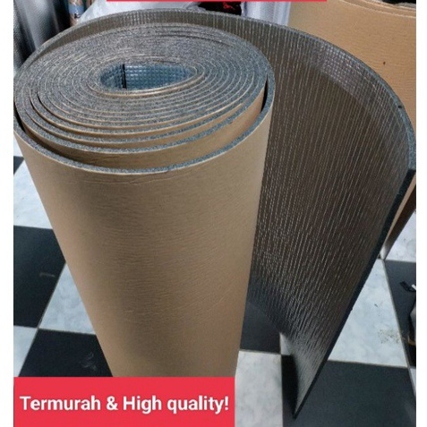 (Panjang 25cm x 1m) Aluminium Foil foam XPE Glue adhesive tape Perekat Sticker Lem Peredam Panas Atap bagasi kap mesin mobil Rumah single side foil tape busa tebal 3mm