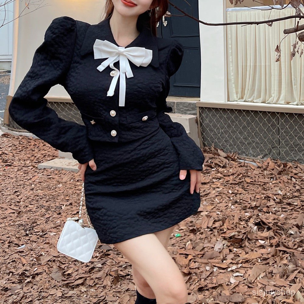 [✅BISA COD] #Sisjuly# Dupa angin dupa kecil dua potong jaket pendek busur mode baru set rok pendek b