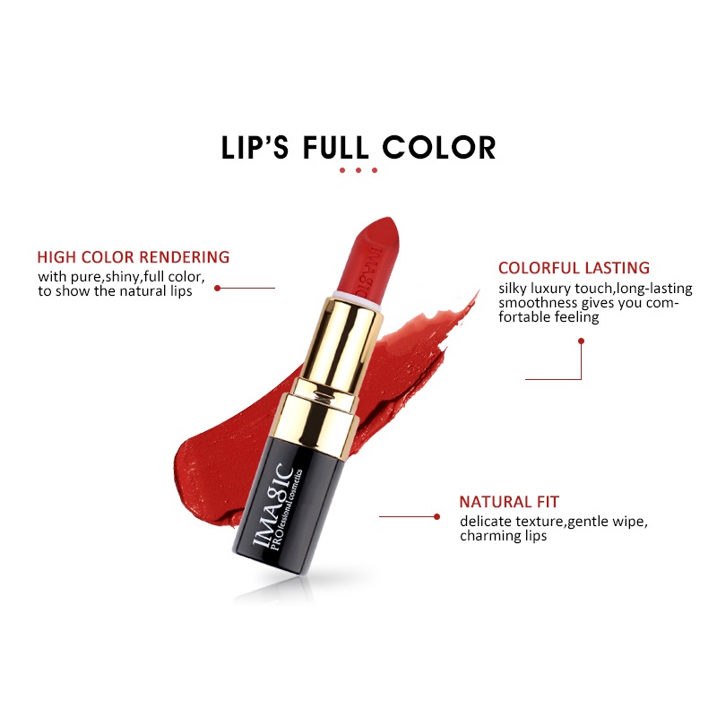 [100%ORIGINAL] IMAGIC Lipstick Moisturizer Lips Smooth Lip Stick Long Lasting Charming Lip Lipstick Cosmetic Beauty Makeup 12 Colors