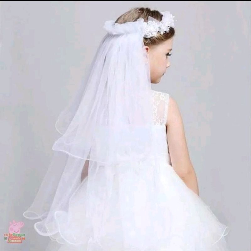 Bando veil pengapit mahkota bunga pengantin panjang garing anak import