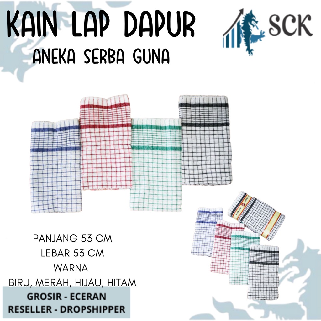 [ISI 3] KAIN LAP SERBA GUNA DAPUR / SERBET MAKAN MOTIF KOTAK KAIN KATUN - sckmenwear GROSIR