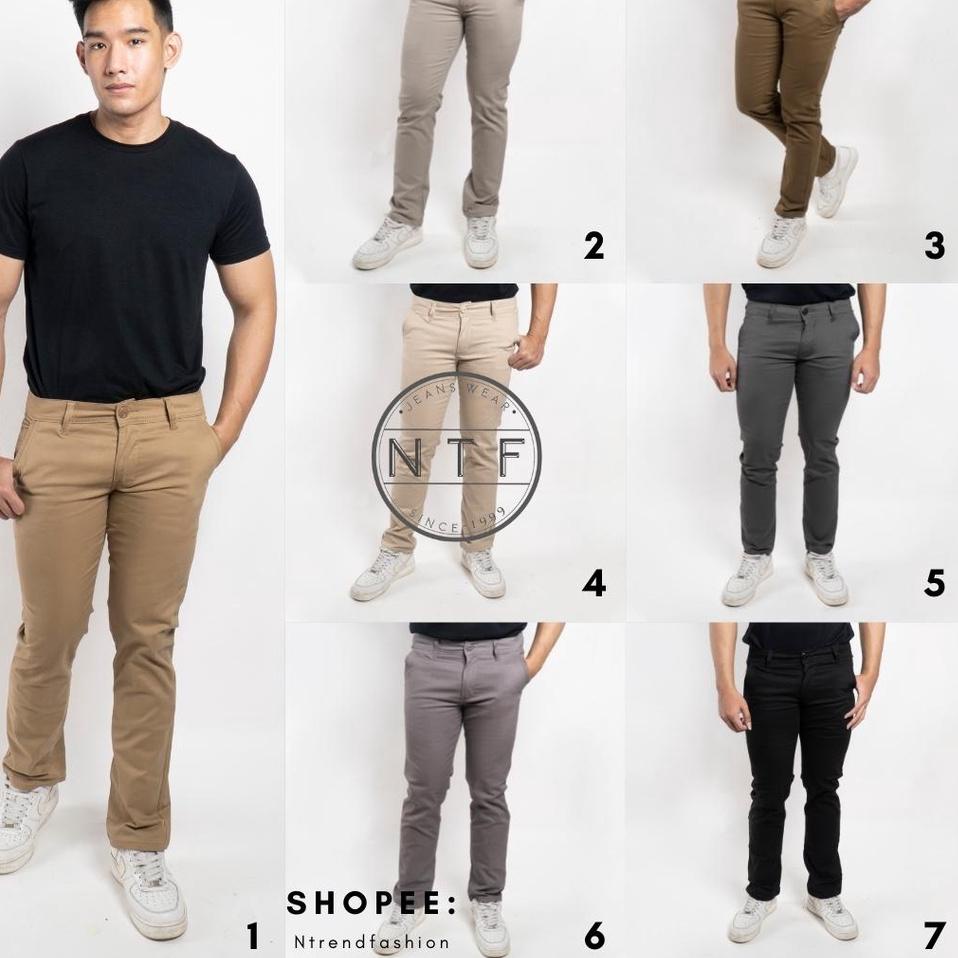 Murah Celana NTF Chino Slim Fit Panjang (Hitam, abu terang, abu gelap, cream, mocca) Size 27-38
