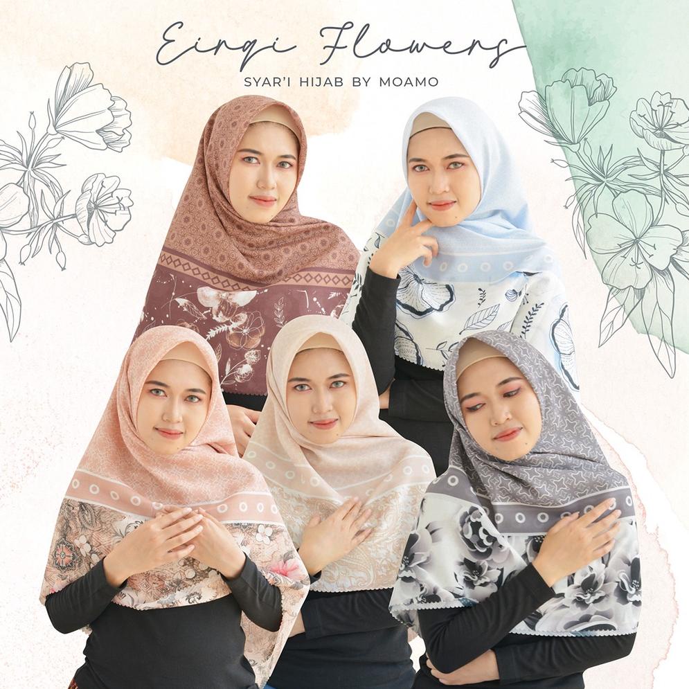 ☛ 100% dijamin kualitas Jilbab Jumbo Eirqi Flowers Series| Hijab Segi Empat Motif | Syar'i Scarf 140x140 Promo Spesial