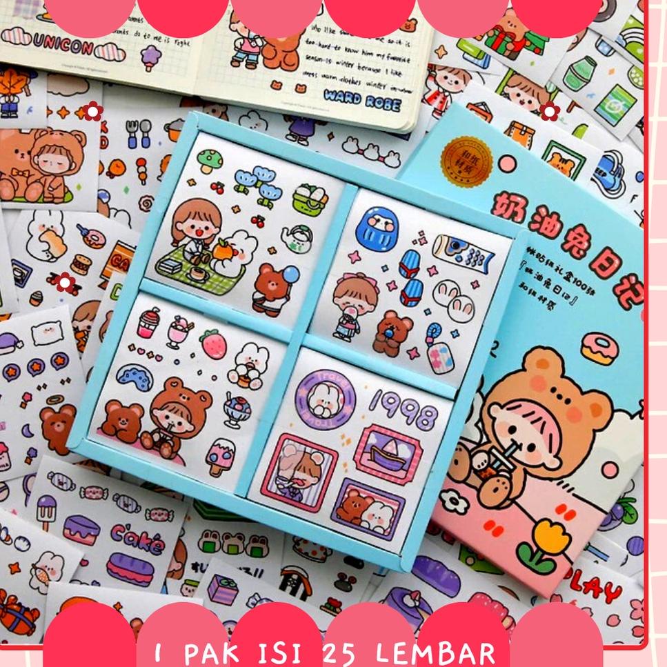 

F36 Stiker BOX 2D Tempel Lucu 1 Pak Isi 25 Lembar Anti Air Planner Scrapbook Cute Aesthetic Sticker Dekorasi Design DIY TOP PRODUCT ⌅