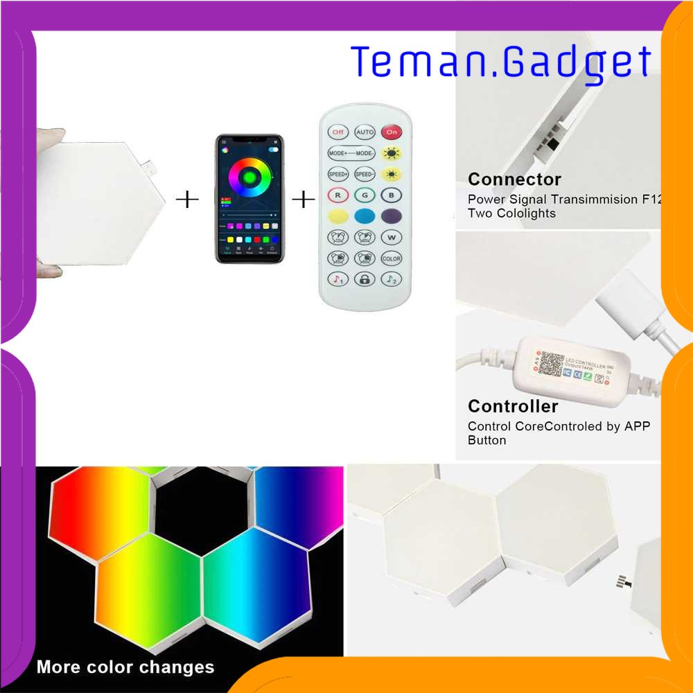 TG-LMP Yabstrip Lampu Hias Hexagonal LED RGB Smart App Control 6 PCS - HD003