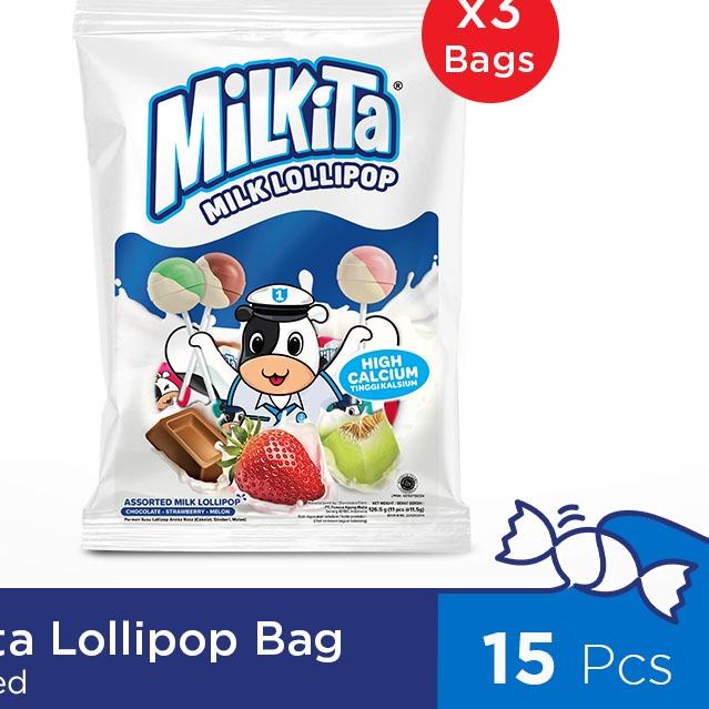 

℮ Milkita Candy Lollipop Assorted Bag Premium Paket 3 Bag ☚