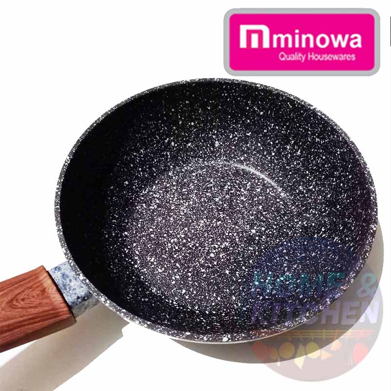WOK Pan Marble 26 / 28 / 30 cm GREY Induksi Yoshikawa Minowa Wajan WokPan Abu Gray