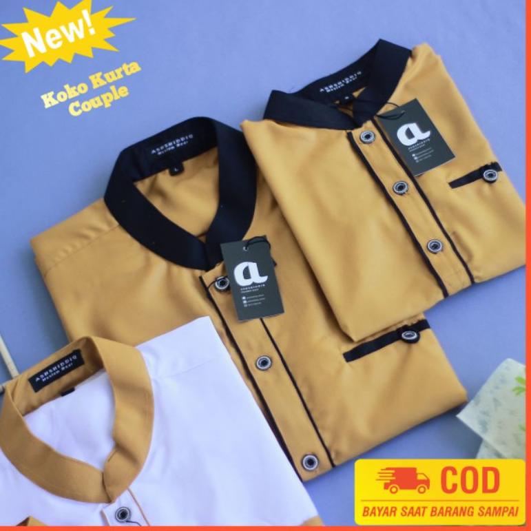 Langsung Kirim Baju Koko Kurta Pria Couple Ayah dan Anak laki laki Lengan 3/4 Bahan Toyobo Royal Mix