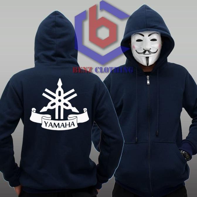 Jaket Hoodie Sweater Yamaha Outerwear Pria Wanita Zipper Resleting Depan Polos Sablon Polyflek Korea