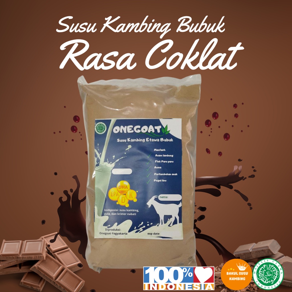 

Susu Kambing Etawa 1kg Rasa Coklat Goat Milk Powder untuk penderita asam lambung dan pernapasan