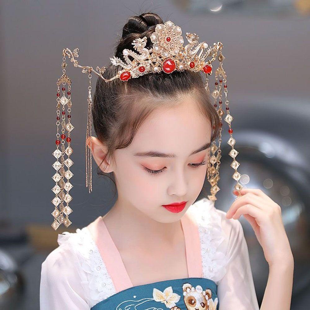 Needway Hanfu Rambut Stik Hiasan Kepala Simple Vintage Hair Disk Step Shake Flower Untuk Anak Gaya Kuno Gaya Cina Wanita Hair Fork