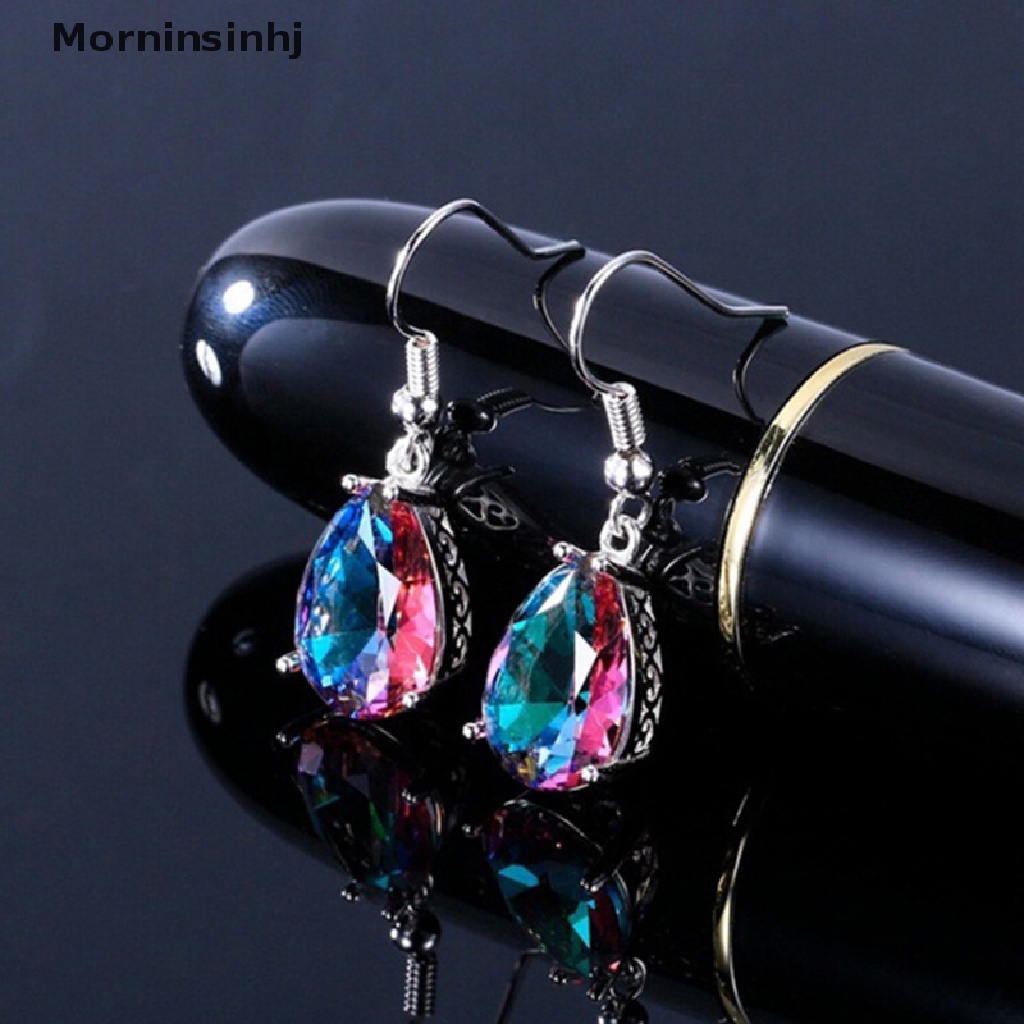 Mornin Hujan Kristal Berlian Imitasi Anting Wanita Drop Menjuntai Ear Studs Perhiasan Hadiah id