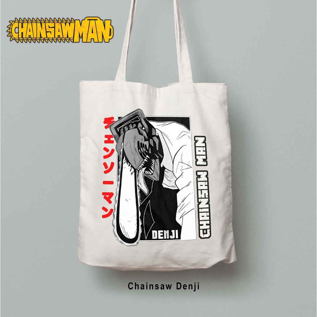 Totebag Anime Chainsaw man denji power aki Pochita Makima Tote bag premium Totebag zipper totebag velcro Termurah