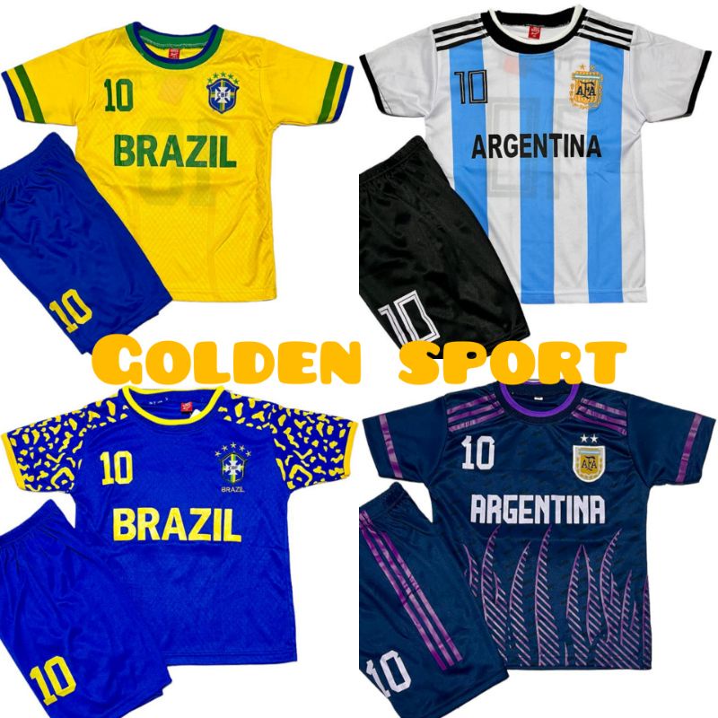 SETELAN JERSEY BOLA ANAK BRAZIL TERBARU/STELAN KAOS BOLA ANAK ARGENTINA /KAOS SEPEK BOLA ANAK-ANAK