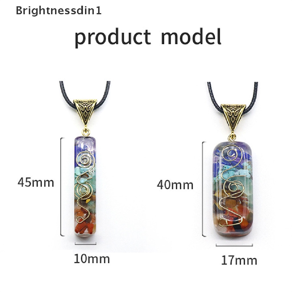 [Brightnessdin1] 7 Chakra Kristal Batu Orgone Energi Orgonite Piramid Hex Hancur Meditasi Reiki Liontin Kalung Perhiasan Rantai Untuk Pria Butik