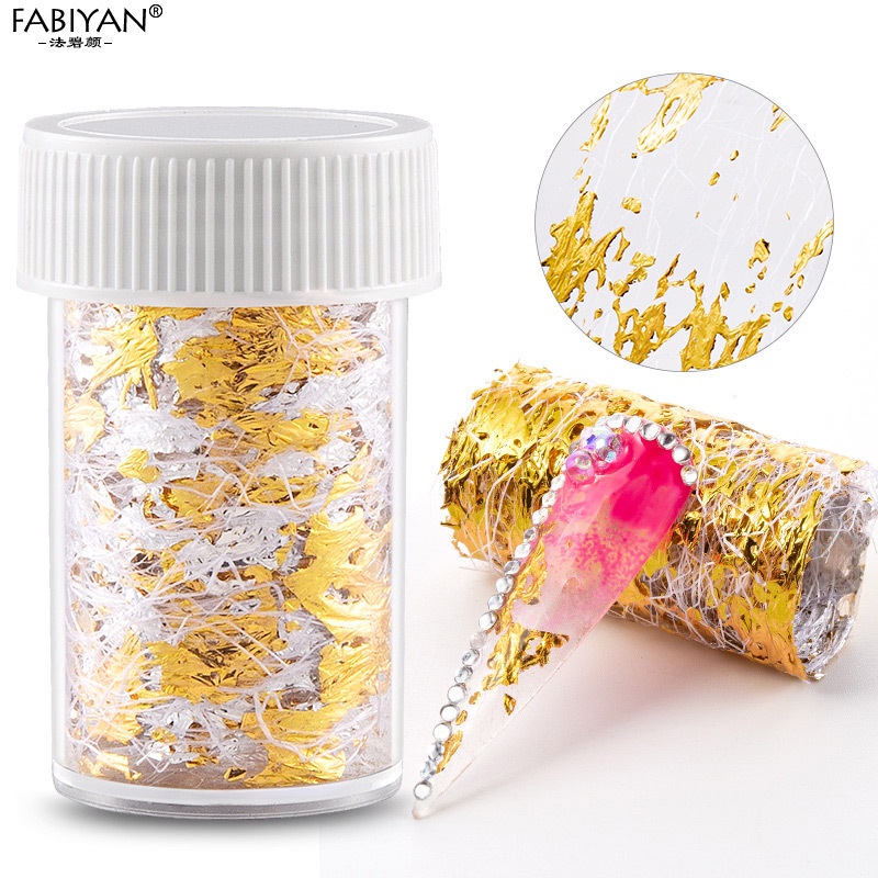 MAGEFY Nail Art Foil Emas Sally Mesh Warna Emas dan Perak Foil Timah Fragmen Mesh Fototerapi Kuku Ins Stiker Seni 0088